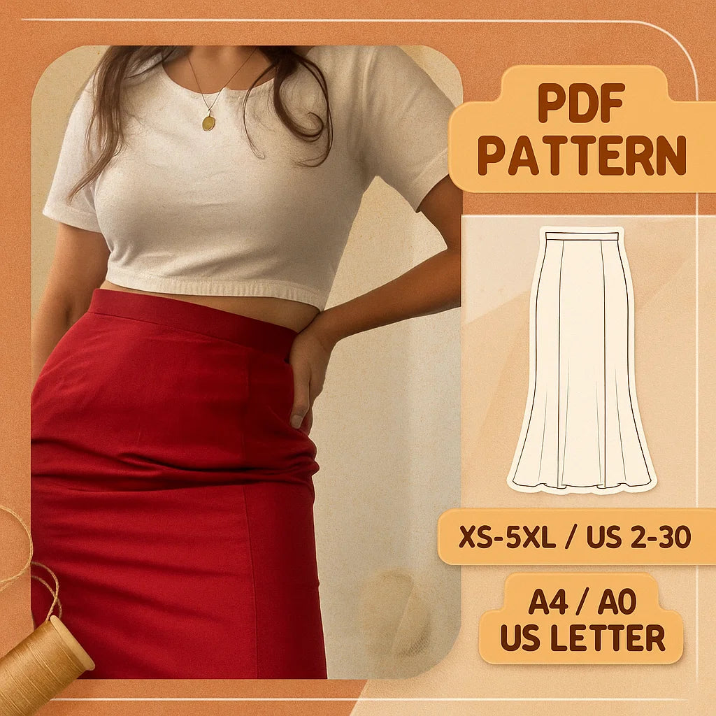 High Waist Trumpet Maxi Skirt Sewing Pattern