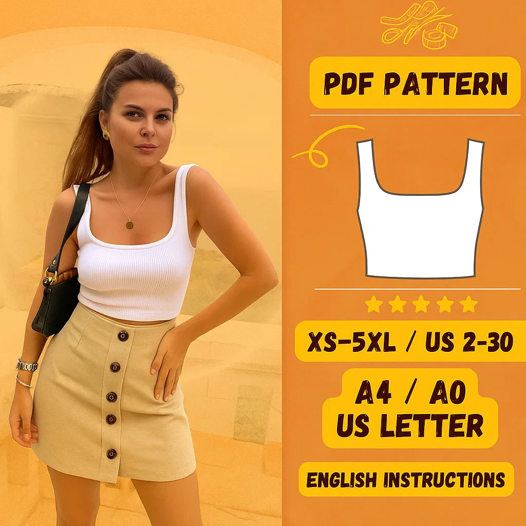 Scoop Neck Crop Top PDF Sewing Pattern