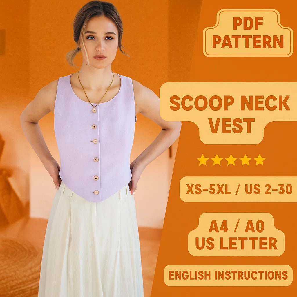 Scoop Neck Linen Vest PDF Sewing Pattern