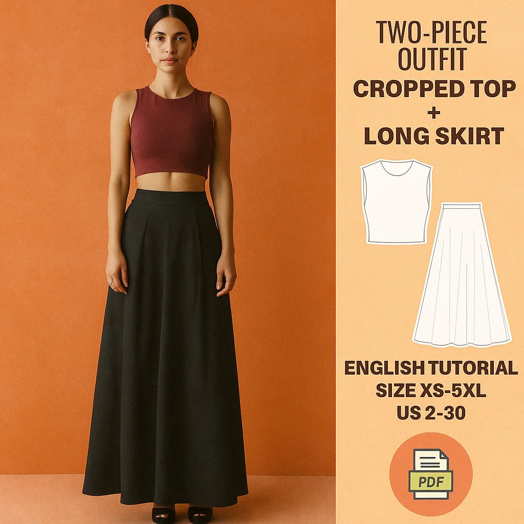 Cropped Top & Long Skirt Sewing Pattern