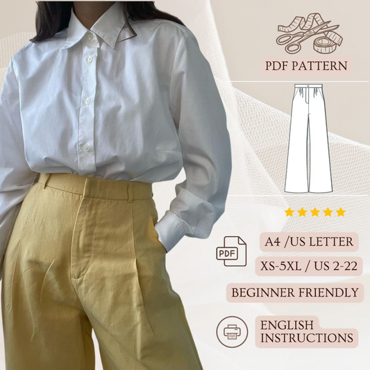 Palazzo High Waist Pants Sewing Pattern