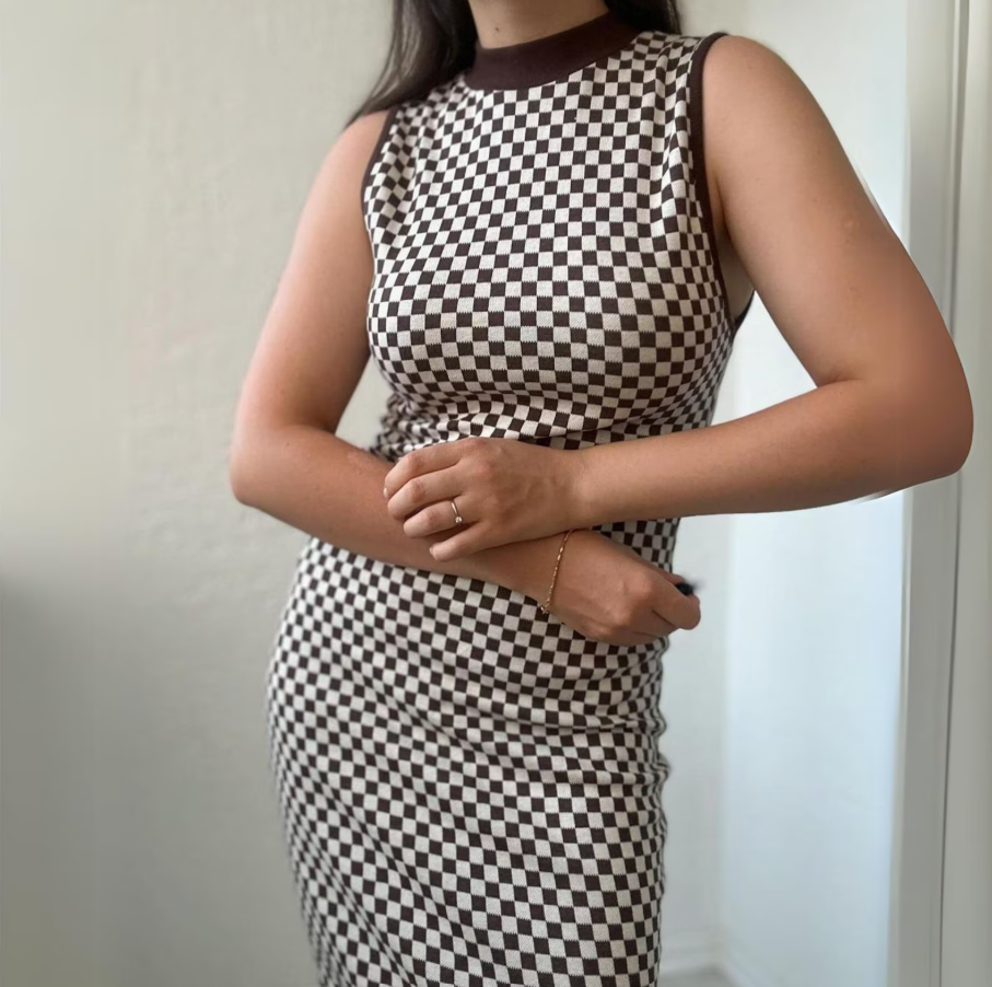 Retro Checkered Bodycon Dress Sewing Pattern