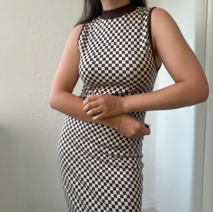 Retro Checkered Bodycon Dress Sewing Pattern