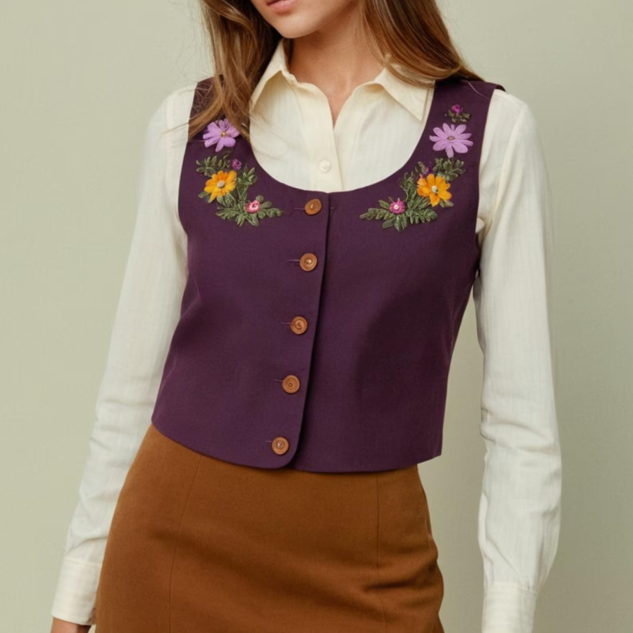Women's Floral Buttoned Vest Sewing Pattern