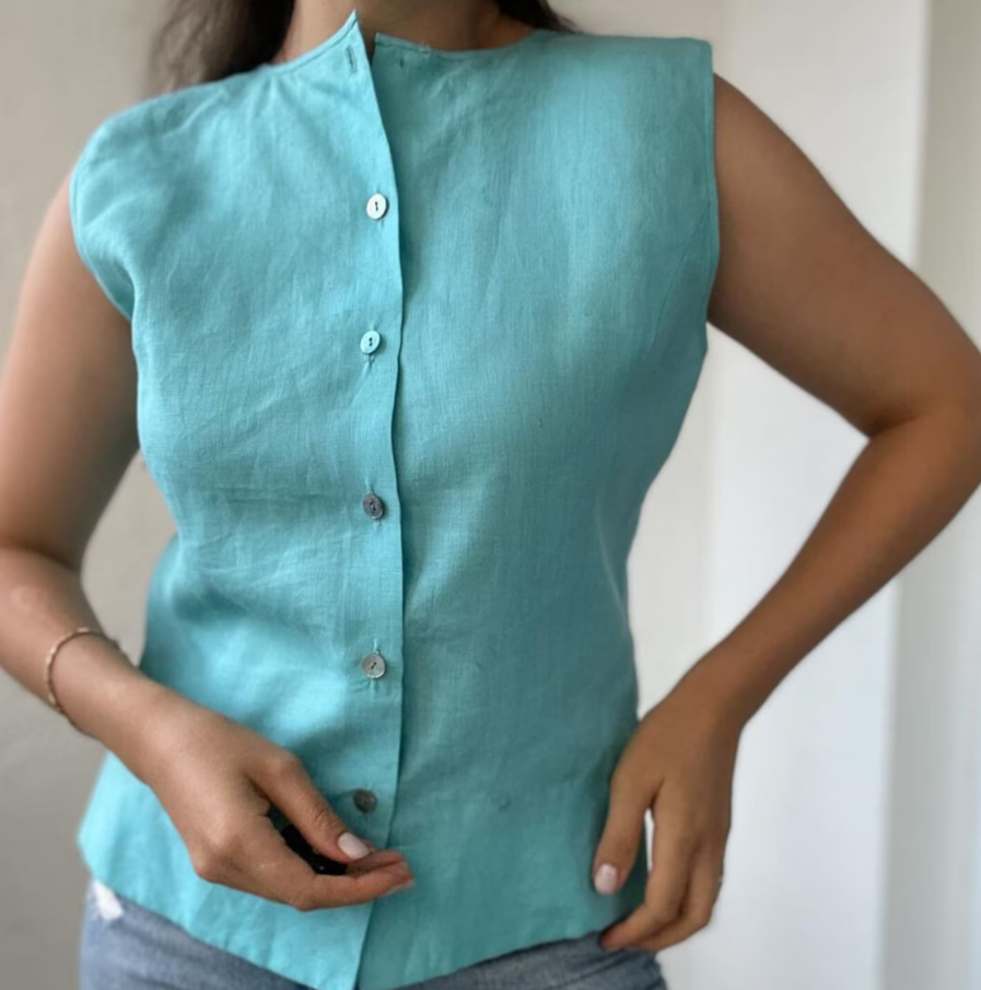 Turquoise Linen Top PDF Sewing Pattern