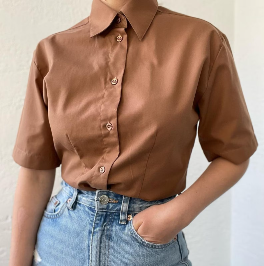 Short Sleeve Button-Up Blouse Sewing Pattern