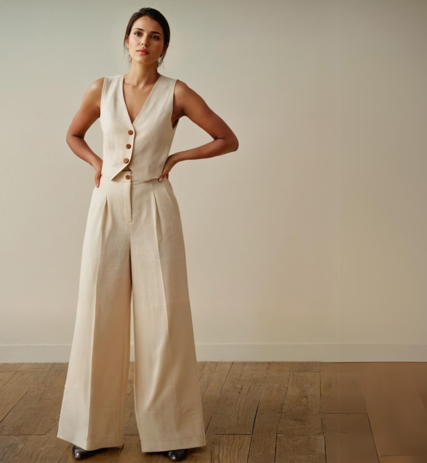 Wide-Leg Pants & Vest PDF Sewing Pattern