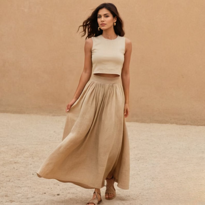 Linen Maxi Skirt & Crop Top Set Sewing Pattern
