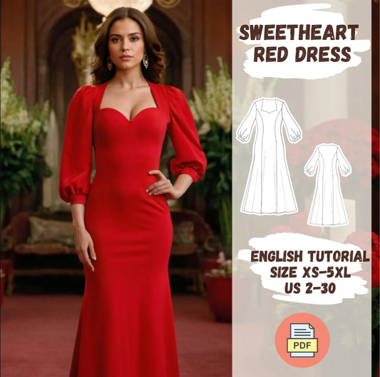 Sweetheart Red Dress Sewing Pattern