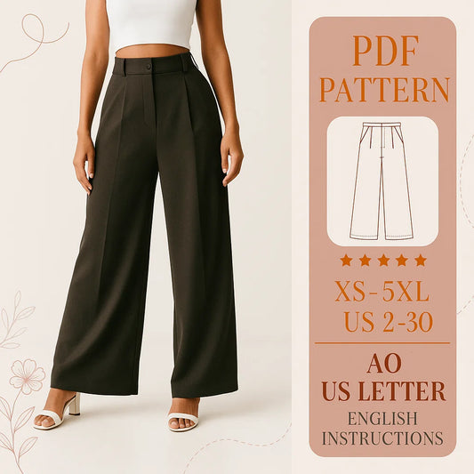 High-Waisted Wide-Leg Pants Sewing Pattern