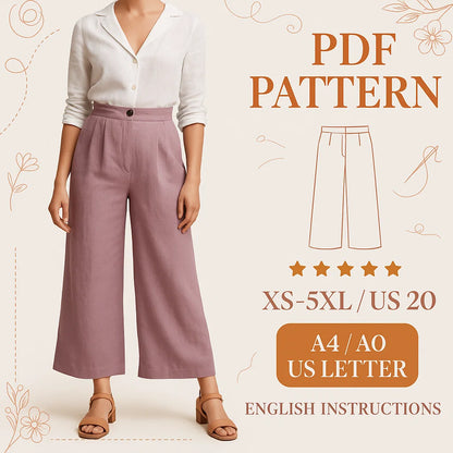 Linen Wide-Leg Pants Sewing Pattern