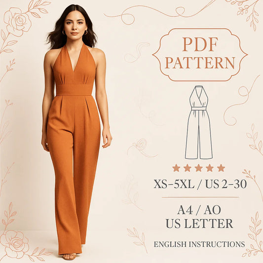 Orange Halter Neck Jumpsuit Pattern