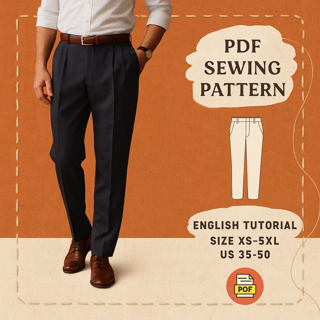Classic Men's Pleated Trousers PDF Pattern
