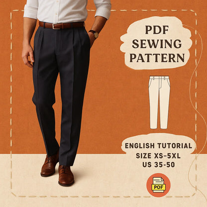 Classic Men's Pleated Trousers PDF Pattern