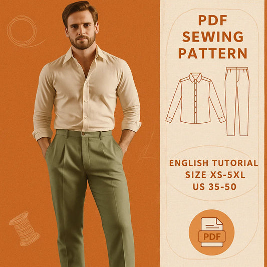 Classic Men's Shirt and Pants Set PDF Sewing Pattern