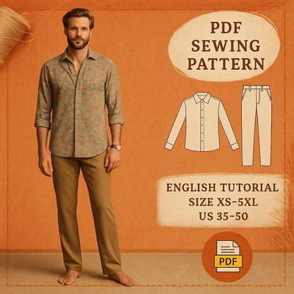 Men's Boho Shirt and Pants PDF Sewing Pattern