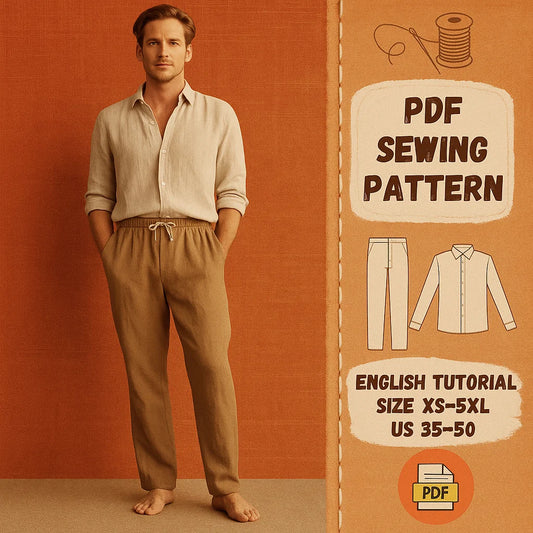 Men’s Linen Shirt & Drawstring Pants PDF Sewing Pattern