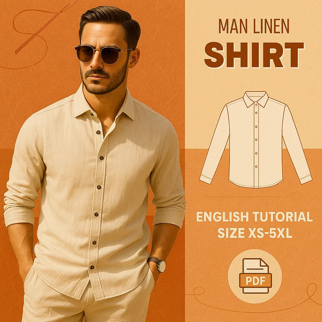 Men’s Linen Button-Up Shirt PDF Sewing Pattern