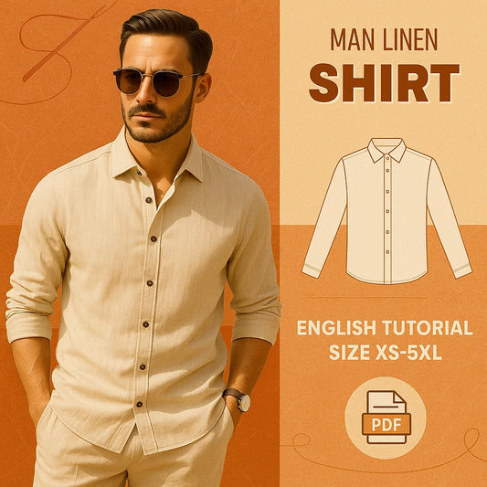 Men’s Linen Button-Up Shirt PDF Sewing Pattern