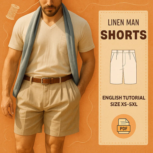 Men’s Pleated Linen Shorts PDF Sewing Pattern