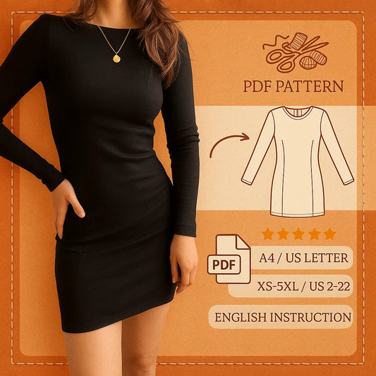 Long Sleeve Bodycon Dress PDF Sewing Pattern