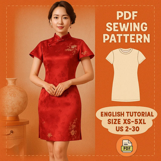 Modern Cheongsam (Qipao) Dress PDF Sewing Pattern
