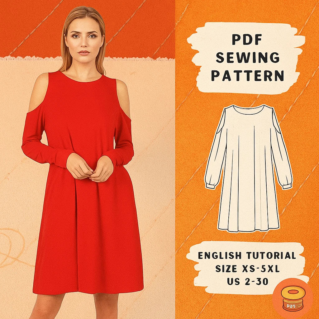Cold Shoulder A-Line Dress PDF Sewing Pattern