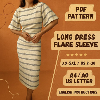 Boho Bell Sleeve Maternity Dress PDF Sewing Pattern