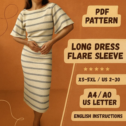 Boho Bell Sleeve Maternity Dress PDF Sewing Pattern