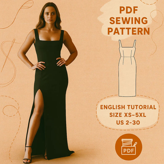 Elegant Evening Gown Sewing Pattern PDF