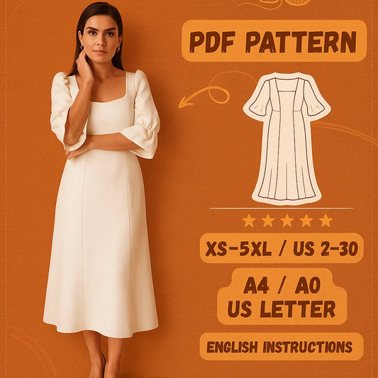 Simple Wedding Dress PDF Sewing Pattern