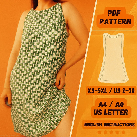 Trapeze Sleeveless Dress Sewing Pattern
