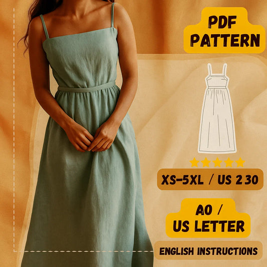 Square Neck Maxi Dress Sewing Pattern