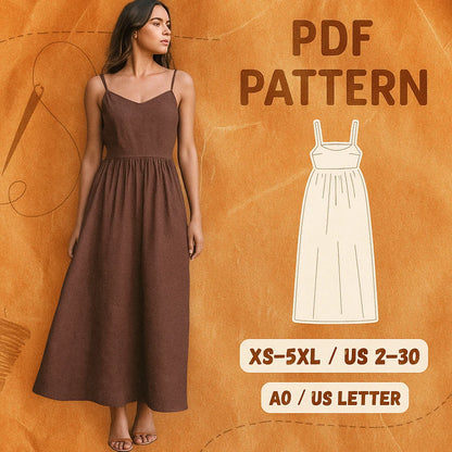 Linen Maxi Dress PDF Sewing Pattern