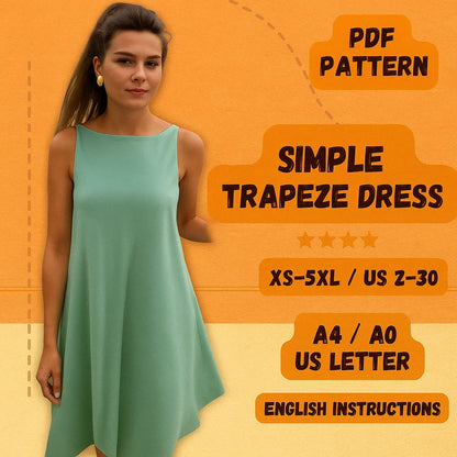 Simple Trapeze Dress PDF Sewing Pattern