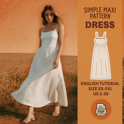 Simple Maxi Dress PDF Sewing Pattern