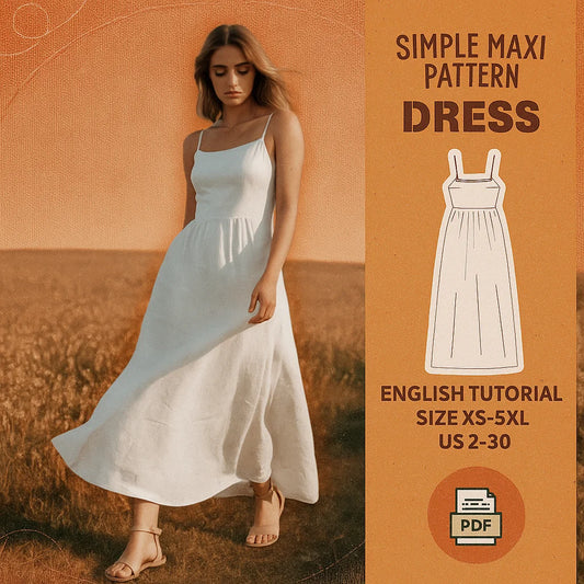 Simple Maxi Dress PDF Sewing Pattern