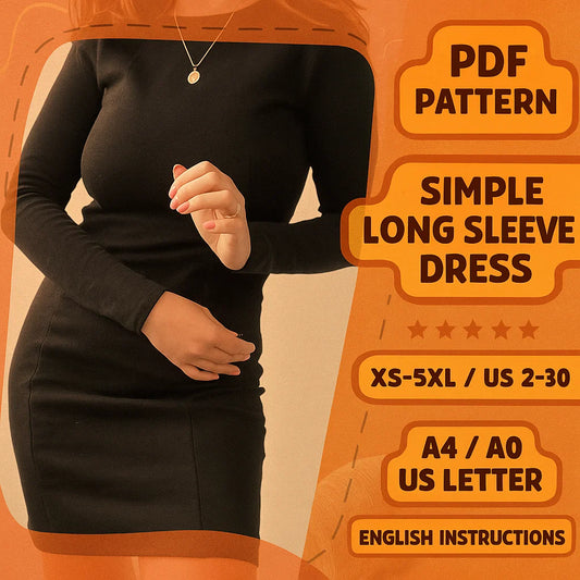 Simple Long Sleeve Dress Sewing Pattern