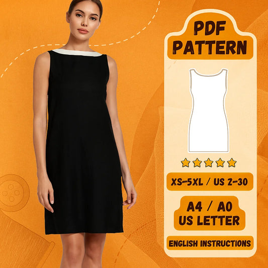 Simple A-Line Boat Neck Dress PDF Sewing Pattern