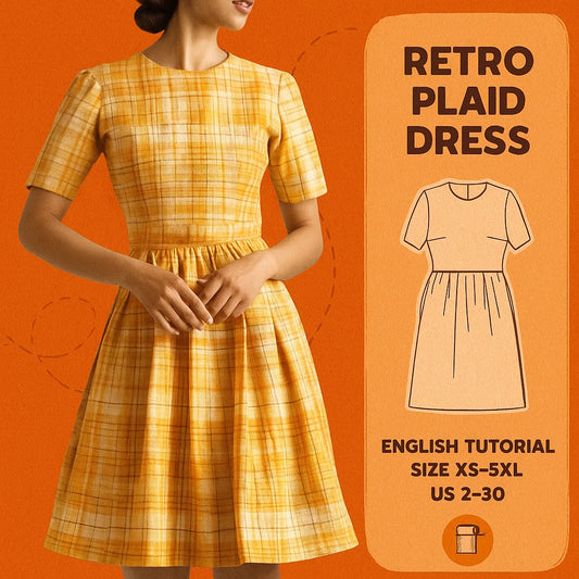 Vintage Plaid Summer Dress PDF Sewing Pattern