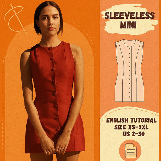 Sleeveless Button-Up Mini Dress PDF Sewing Pattern
