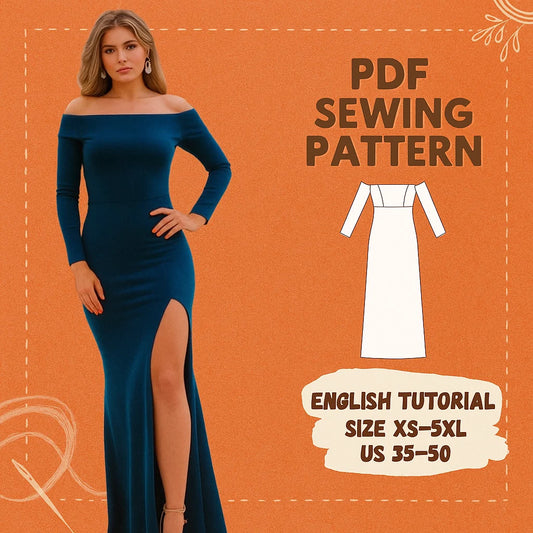 Off-Shoulder Slit Dress PDF Sewing Pattern