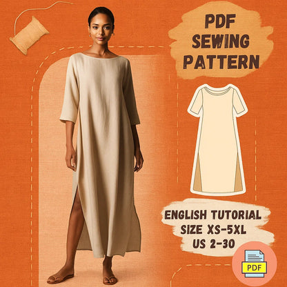 Minimalist Linen Maxi Dress Sewing Pattern