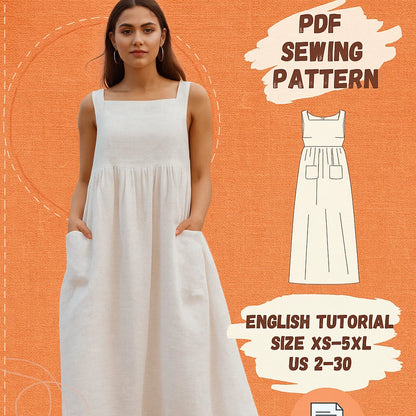 Linen Maxi Dress PDF Sewing Pattern