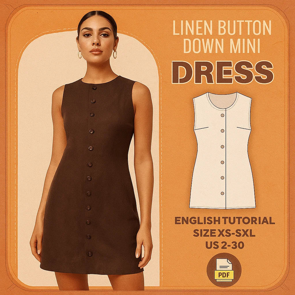 Linen Button-Down A-Line Dress PDF Sewing Pattern