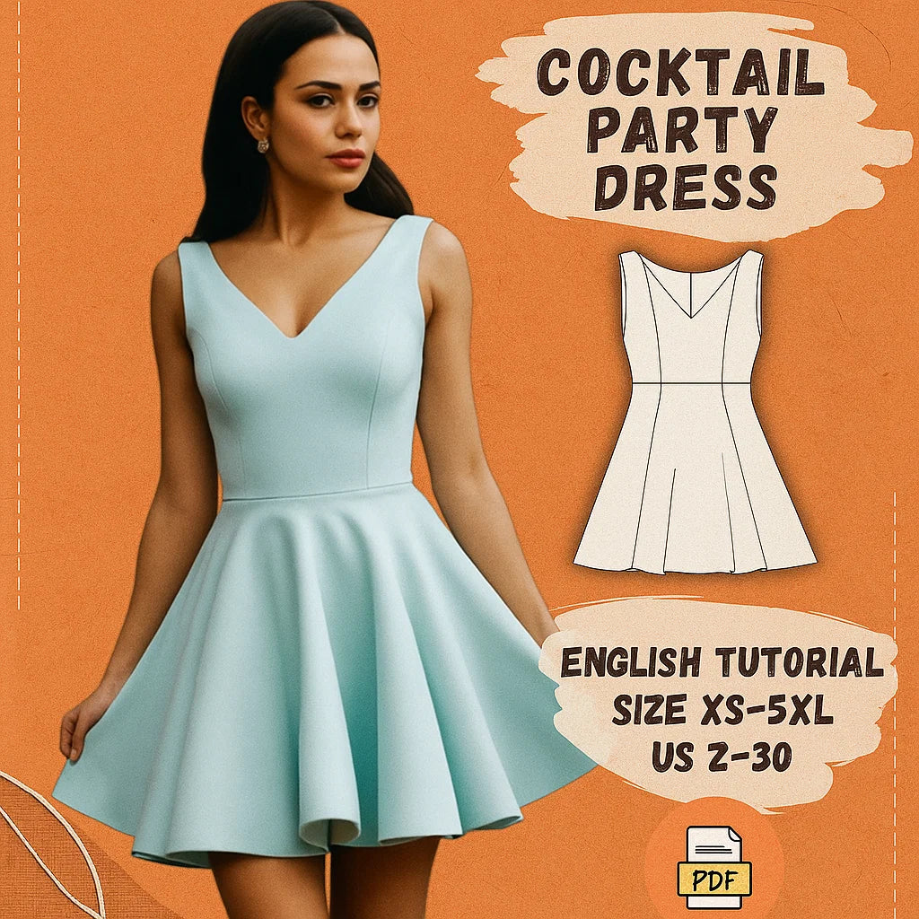 Light Blue Fit & Flare V-Neck Dress Sewing Pattern