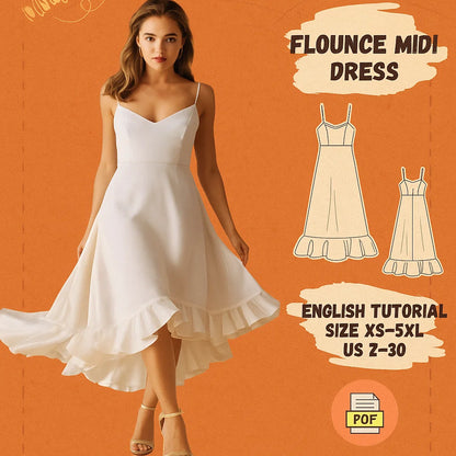 Flounce Midi Dress PDF Sewing Pattern