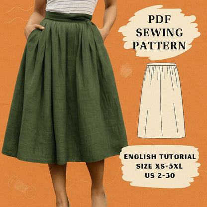 Linen Midi Skirt Sewing Pattern