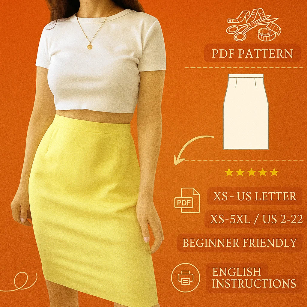 High Waist Pencil Skirt Sewing Pattern