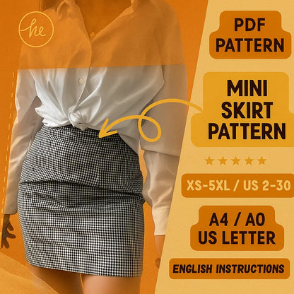 High Waist Mini Skirt Sewing Pattern | PDF Pencil Skirt for Women